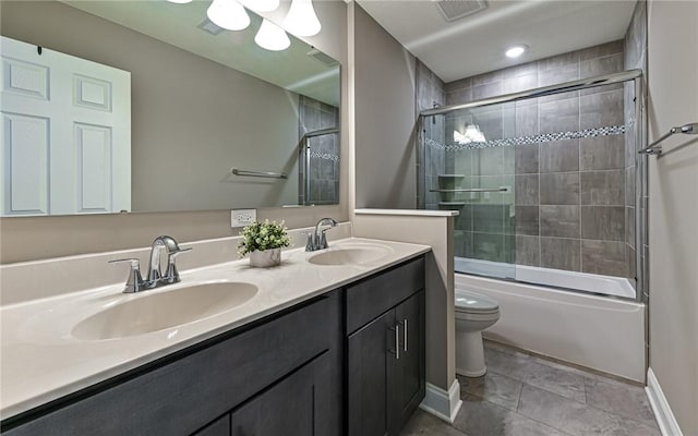 1191 Brook View Ct, Mccandless, PA 15237 - bathroom with double vanity, combined bath / shower with glass door, and tile patterned flooring