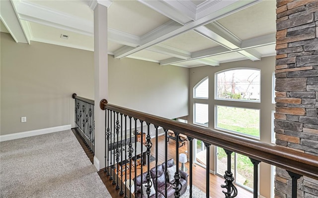 1191 Brook View Ct, Mccandless, PA 15237 - hallway with beamed ceiling and coffered ceiling