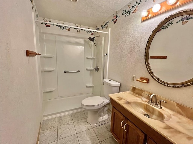1974 Tara Dr, North Huntingdon, PA 15642 - full bath featuring a textured ceiling, a textured wall, a shower, and vanity