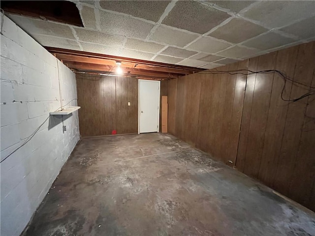 1974 Tara Dr, North Huntingdon, PA 15642 - unfinished basement featuring concrete block wall and wooden walls