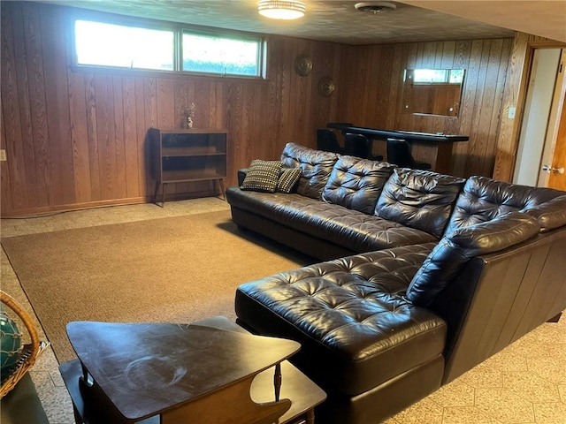 143 Herbst Rd, Kennedy Twp, PA 15108 - living area featuring wooden walls and carpet flooring