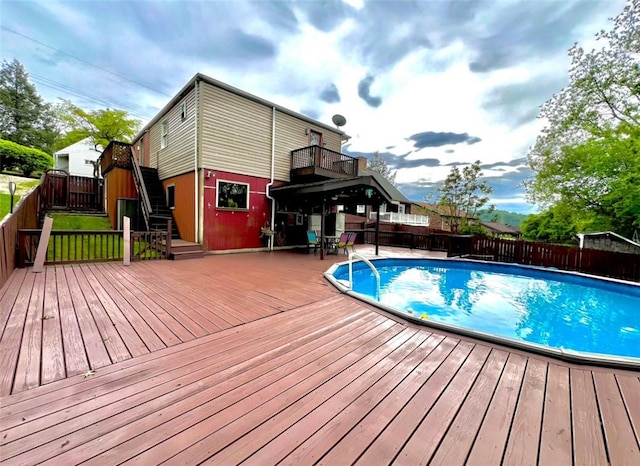 201 Esther Ave, New Kensington, PA 15068 - view of pool with a deck, a fenced backyard, and stairway