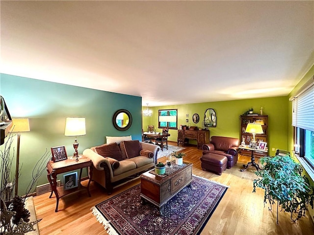315 Lake Dr, Neshannock Twp, PA 16105 - living room featuring a chandelier and wood finished floors