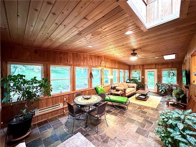 315 Lake Dr, Neshannock Twp, PA 16105 - sunroom / solarium with a baseboard radiator, healthy amount of natural light, and a skylight