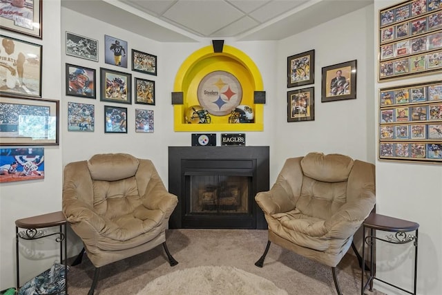23 Sunset Ct, Cranberry Twp, PA 16066 - sitting room with a fireplace and carpet
