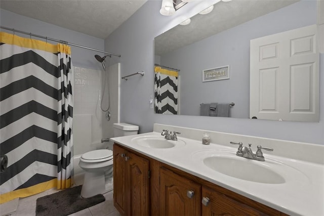 23 Sunset Ct, Cranberry Twp, PA 16066 - bathroom featuring double vanity, tile patterned floors, and a shower with shower curtain