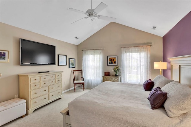 1041 Clerkenwell Ln, Cranberry Twp, PA 16066 - bedroom featuring light colored carpet, ceiling fan, and high vaulted ceiling