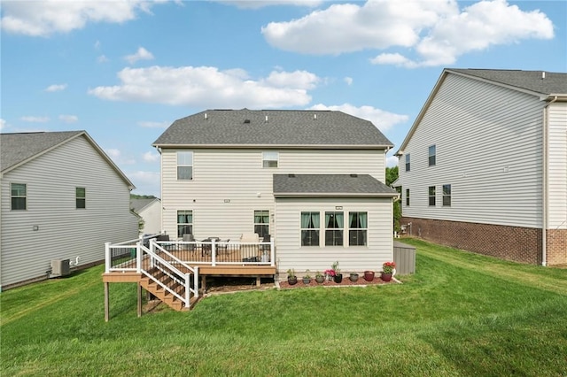 2811 De Paul Ct, Franklin Park, PA 15143 - back of house with a wooden deck, a lawn, and a shingled roof