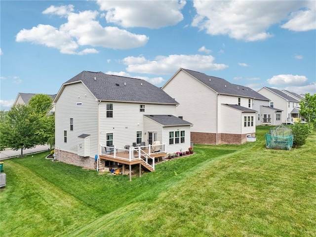 2811 De Paul Ct, Franklin Park, PA 15143 - back of house featuring a wooden deck, a lawn, and a shingled roof