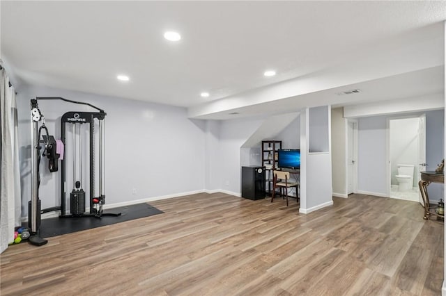 2811 De Paul Ct, Franklin Park, PA 15143 - workout room featuring light wood-type flooring and recessed lighting
