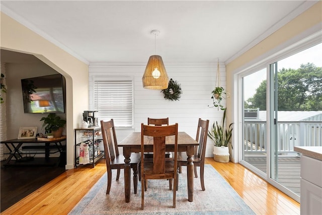 108 Mary St, Ross Twp, PA 15214 - dining space with light wood-type flooring and crown molding