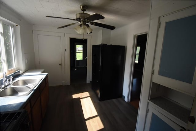 1354 Water St, Indiana Boro Ind, PA 15701 - kitchen with black appliances, dark wood-style flooring, and a ceiling fan