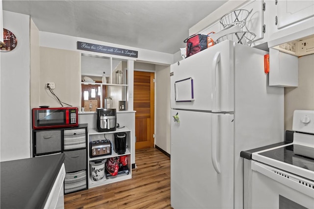237 Creston, West Mifflin, PA 15122 - kitchen with white appliances, wood finished floors, white cabinets, and open shelves