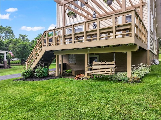 2026 Darlington Rd, Chippewa Twp, PA 15010 - back of house featuring a lawn, a wooden deck, and a pergola