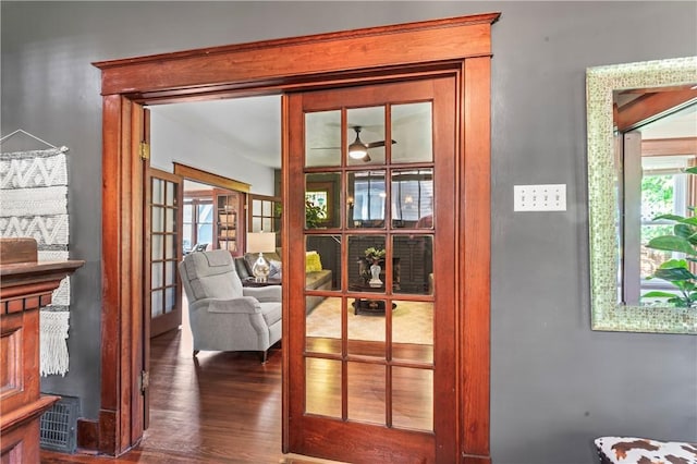 2026 Darlington Rd, Chippewa Twp, PA 15010 - doorway to outside with wood finished floors, french doors, and a ceiling fan