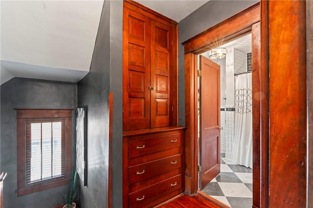 2026 Darlington Rd, Chippewa Twp, PA 15010 - hallway with dark flooring and lofted ceiling