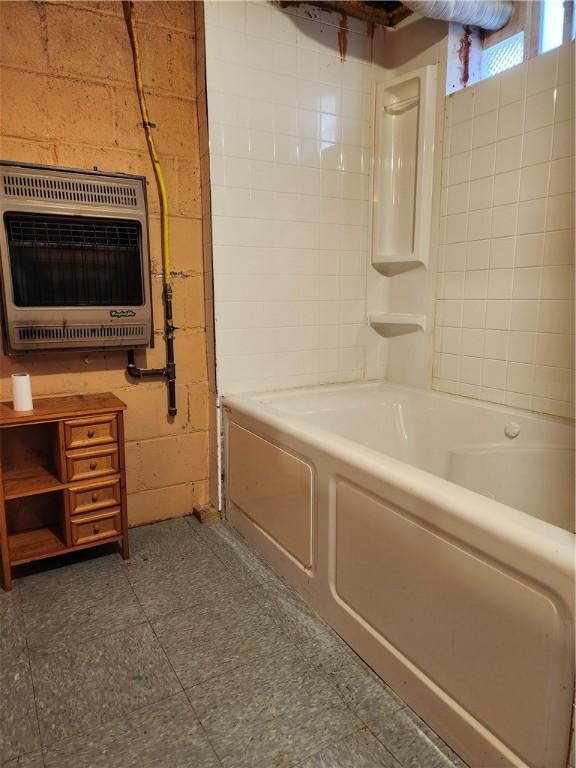 820 Shawnee, Schenley Heights, PA 15219 - full bath with heating unit and concrete block wall