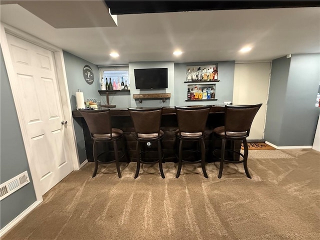 341 Deer Creek Rd, Clinton Twp, PA 16056 - indoor dry bar with carpet floors and recessed lighting