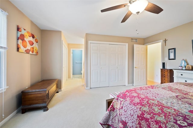 202 Roscommon Pl, Peters Twp, PA 15317 - bedroom with light carpet, a closet, and a ceiling fan