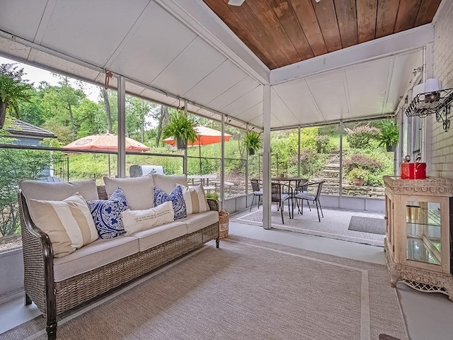 776 Elm Spring Rd, Mt Lebanon, PA 15243 - sunroom with an outdoor living space and vaulted ceiling