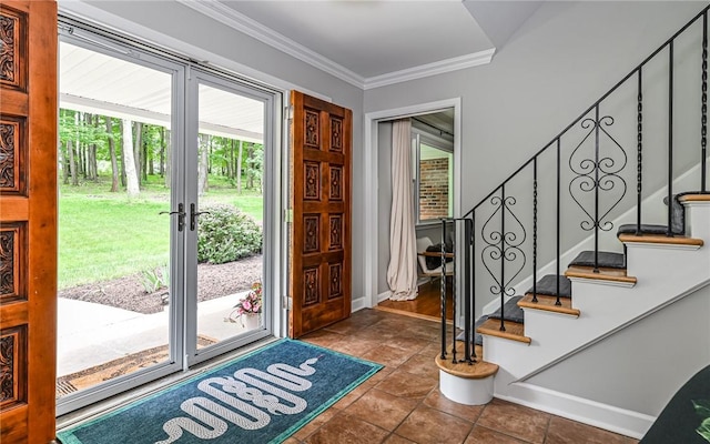 4077 Clarkland Ave, Hampton, PA 15101 - foyer entrance featuring crown molding and stairway