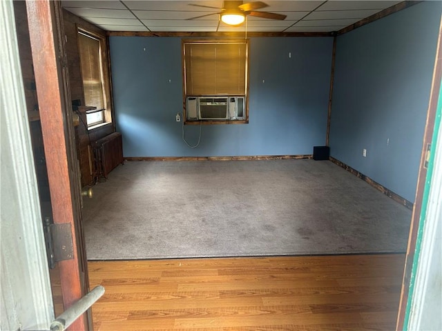 147 S 9th St, Connellsville, PA 15425 - unfurnished room featuring a drop ceiling, ceiling fan, radiator, carpet flooring, and cooling unit