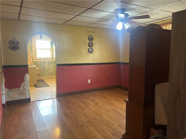 147 S 9th St, Connellsville, PA 15425 - spare room featuring a ceiling fan, a drop ceiling, and wood finished floors