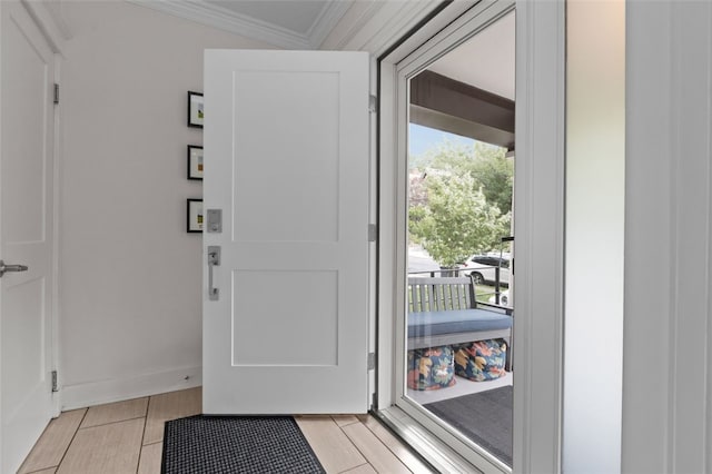 5508 Darlington Rd, Squirrel Hill, PA 15217 - doorway to outside with crown molding and baseboards