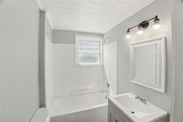 347 Washington St, Leetsdale, PA 15056 - bathroom with vanity, washtub / shower combination, and wood ceiling