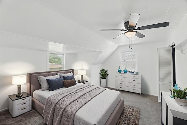 347 Washington St, Leetsdale, PA 15056 - carpeted bedroom featuring multiple windows, ceiling fan, and vaulted ceiling