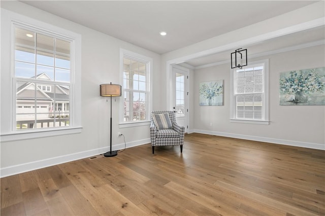 159 Heather Dr, North Strabane, PA 15317 - sitting room featuring healthy amount of natural light, wood finished floors, recessed lighting, and a chandelier