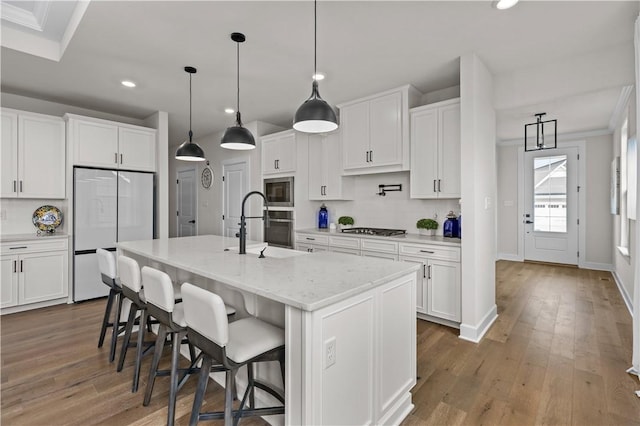 159 Heather Dr, North Strabane, PA 15317 - kitchen featuring stainless steel appliances, recessed lighting, white cabinetry, and crown molding