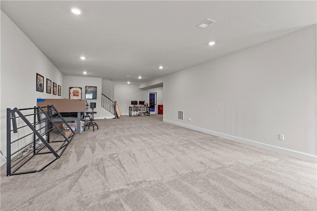 159 Heather Dr, North Strabane, PA 15317 - sitting room with recessed lighting, carpet flooring, and stairs