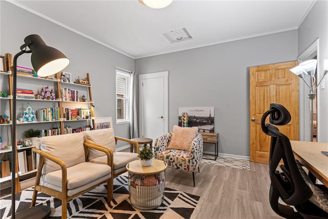 5719 Hobart St, Squirrel Hill, PA 15217 - living area with ornamental molding and wood finished floors