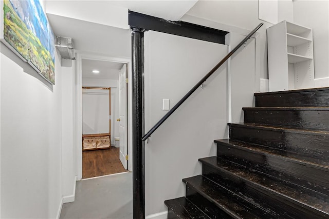 5719 Hobart St, Squirrel Hill, PA 15217 - stairway featuring recessed lighting and baseboards