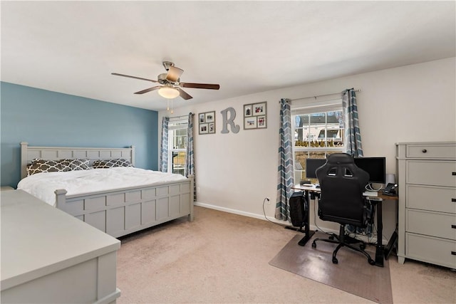 159 Horseshoe Dr, North Fayette, PA 15071 - bedroom featuring light colored carpet, a ceiling fan, and an office area