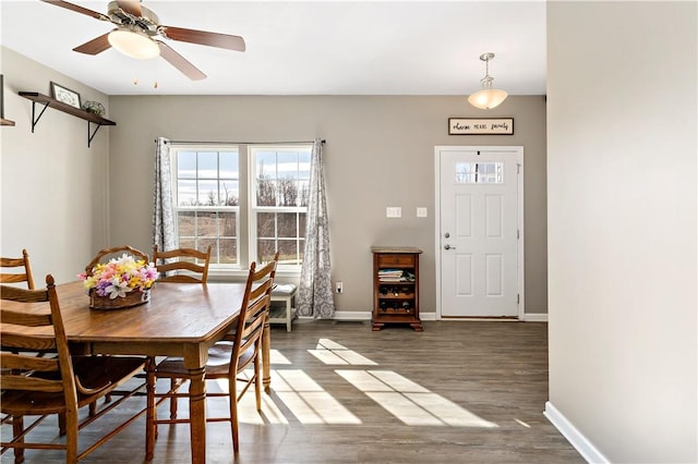159 Horseshoe Dr, North Fayette, PA 15071 - dining space with a ceiling fan and wood finished floors