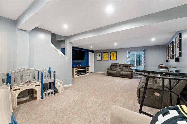 159 Horseshoe Dr, North Fayette, PA 15071 - carpeted living room featuring recessed lighting