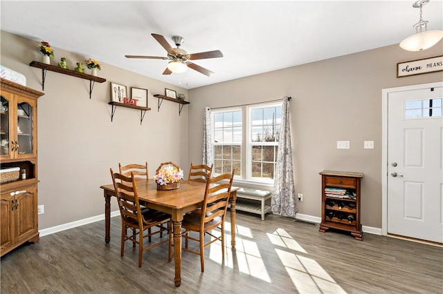 159 Horseshoe Dr, North Fayette, PA 15071 - dining area with ceiling fan, plenty of natural light, and wood finished floors