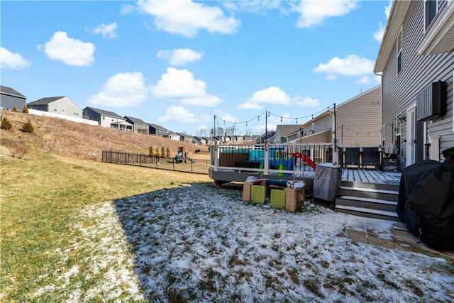 159 Horseshoe Dr, North Fayette, PA 15071 - view of yard featuring a playground, a residential view, and a wooden deck