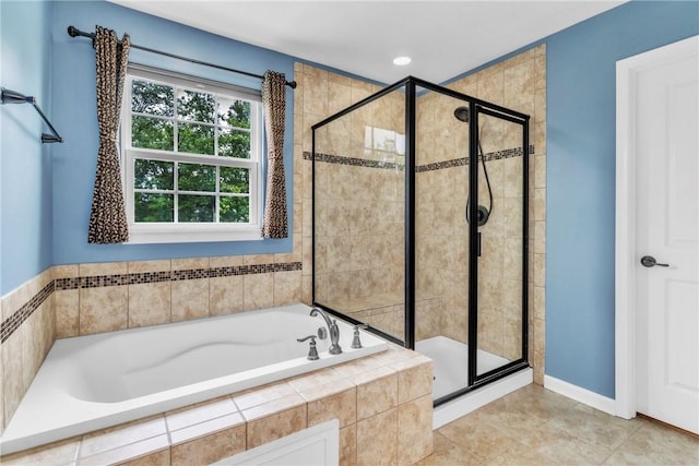 2972 Cross Creek Ct, Hampton, PA 15044 - full bathroom with a shower stall, a bath, and tile patterned flooring