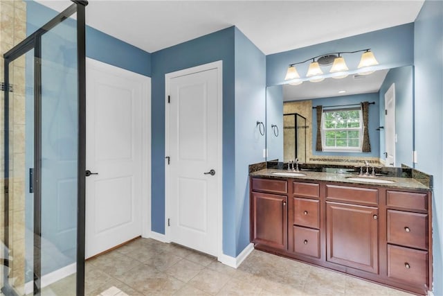 2972 Cross Creek Ct, Hampton, PA 15044 - bathroom with a stall shower, double vanity, and tile patterned floors