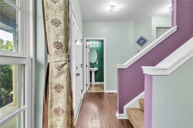 2972 Cross Creek Ct, Hampton, PA 15044 - entryway featuring wood finished floors and stairway