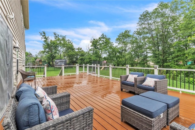 2972 Cross Creek Ct, Hampton, PA 15044 - wooden deck featuring outdoor lounge area and view of scattered trees