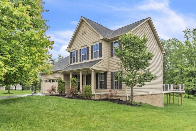 2972 Cross Creek Ct, Hampton, PA 15044 - view of front of house with a front yard, an attached garage, and roof with shingles