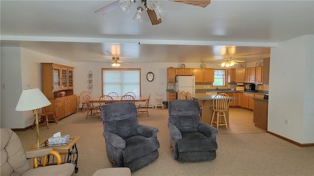 287 School Ave, Conemaugh Twp Som, PA 15937 - living room featuring ceiling fan and light carpet