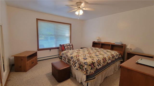 287 School Ave, Conemaugh Twp Som, PA 15937 - bedroom featuring baseboard heating, light carpet, and a ceiling fan