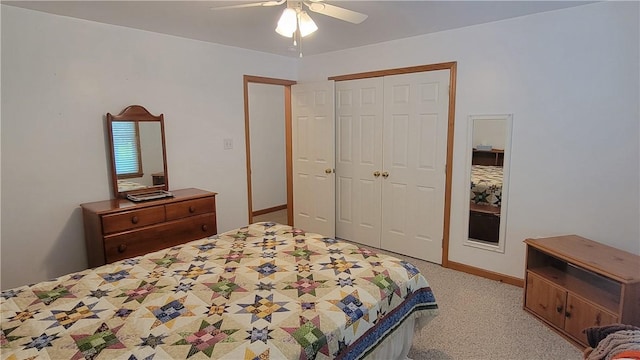 287 School Ave, Conemaugh Twp Som, PA 15937 - bedroom with a closet, a ceiling fan, and carpet flooring