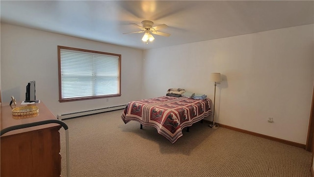 287 School Ave, Conemaugh Twp Som, PA 15937 - carpeted bedroom featuring a baseboard heating unit and ceiling fan