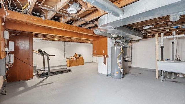 5330 Cox Ave, Lincoln Place, PA 15207 - unfinished below grade area featuring gas water heater and a sink